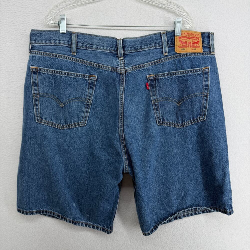 LEVIS Shorts Mens 42x10 454 Relaxed Denim Jean Jorts Low Rise Skater Cotton Blue